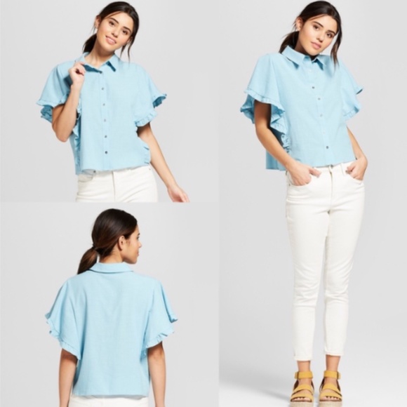 Universal Thread | Ruffle Sleeve Button-Down XL - Picture 1 of 10